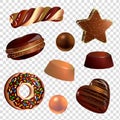 Vector image of sweets made of chocolate on a transparent background.